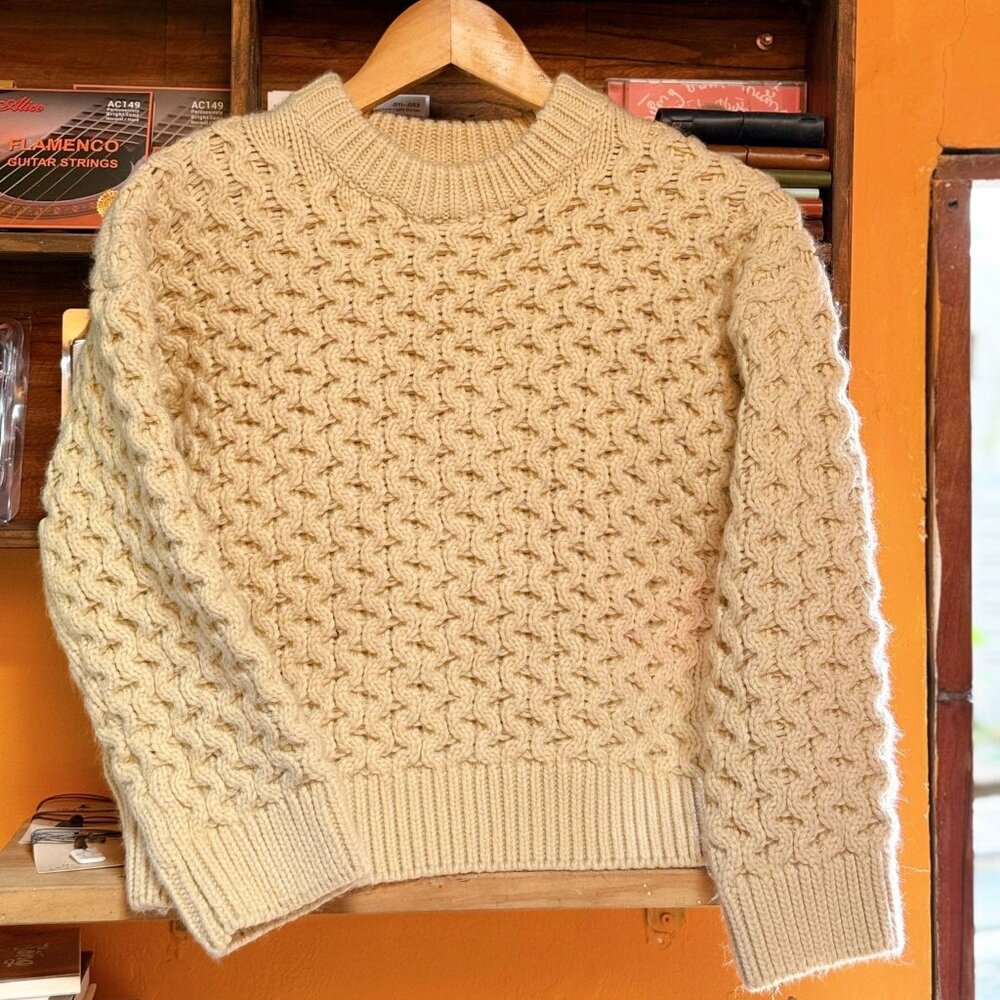 Chunky Cable Knit Sweater Cream Cozy Pullover
